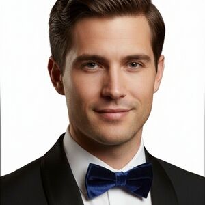 Italo Ferretti Navy Blue Silk Velvet Bow Tie Handmade in Italy Adjustable